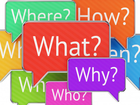 question words what where why when who how colorful speech bubbles isolated white background confusion qna feedback concept